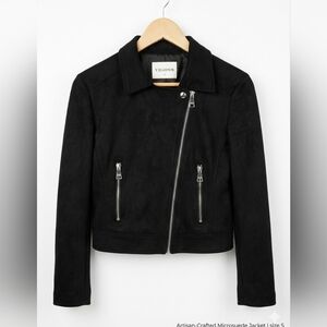 VIGOSS Black Faux Suede Moto Jacket - Asymmetrical Zip - Size XS